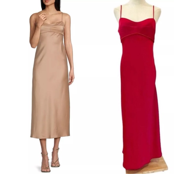 WAYF Women's Sweetheart Neck Sleeveless Cami Maxi Slip Dress in Red Size L NWT - Picture 16 of 16